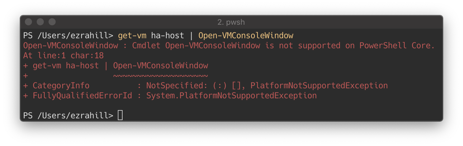 Not supported on PowerShell Core